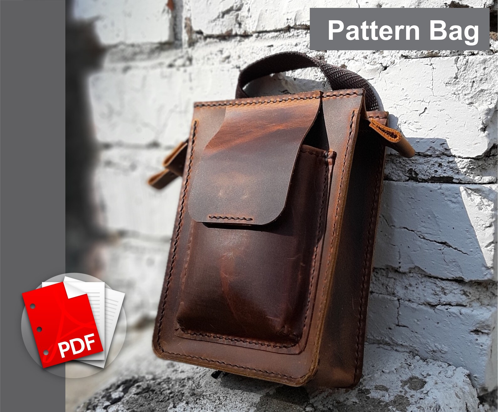 Leather Cross body Bag pattern for Men Sewing DIY Download Etsy