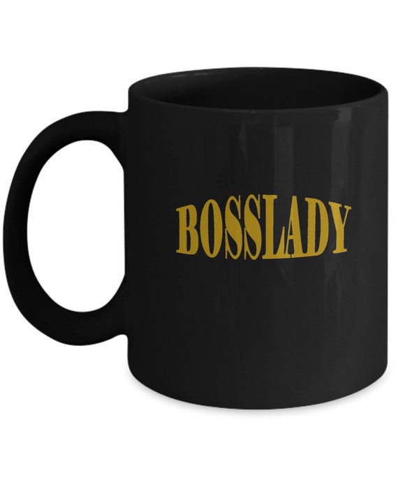 Bosslady Gold and Black Coffee Mug - Gift for Coworker, Gift for Her, Gift for Wife