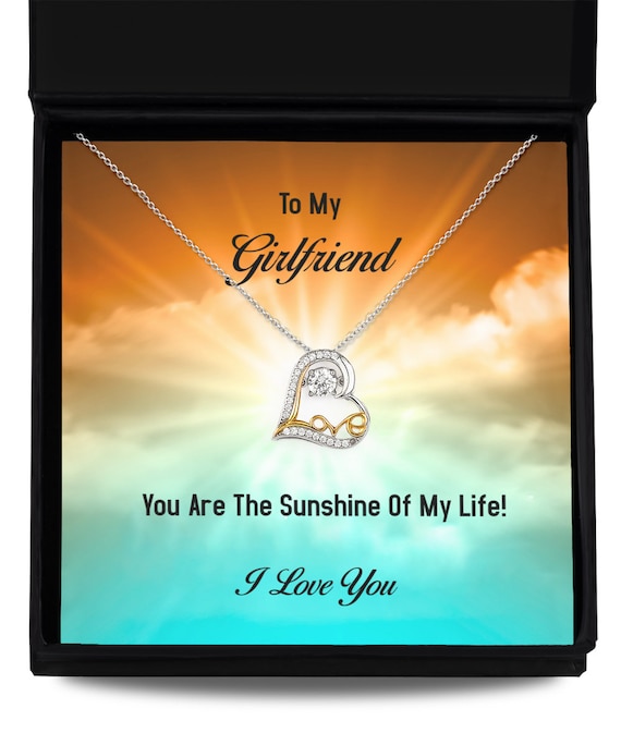 Girlfriend Sunshine Love Heart Necklace - Gift for her, Gift for friend, Christmas Gift