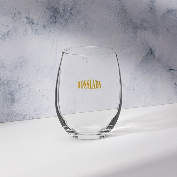 Bosslady Stemless Wine Glass - Gift for friend, Gift for Wife