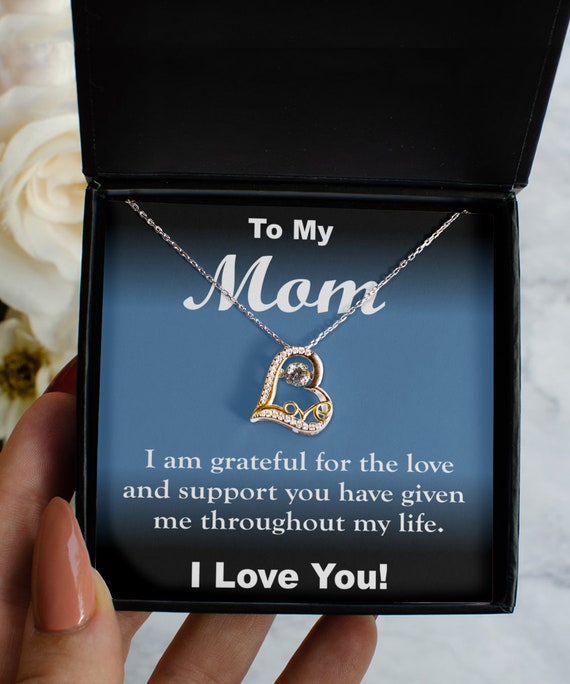 Mom I Love You Heart Necklace - Gift for Mom, Holiday Gift, Everyday Gift