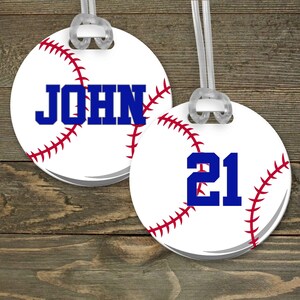 Etiqueta de equipaje personalizada / Etiqueta de bolsa de monograma personalizada / Diseño de béisbol