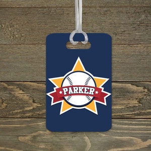 Etiqueta de equipaje personalizada / Etiqueta de bolsa de monograma personalizada / Banner de béisbol