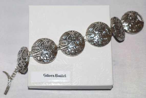 Silpada Ancient Scrolls Oxidized Disk Link Toggle… - image 1