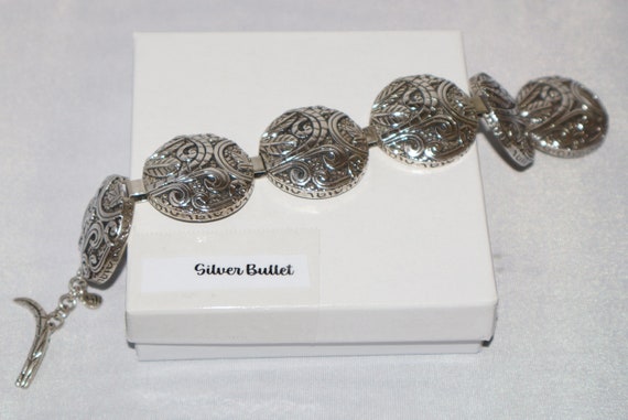 Silpada Ancient Scrolls Oxidized Disk Link Toggle… - image 2