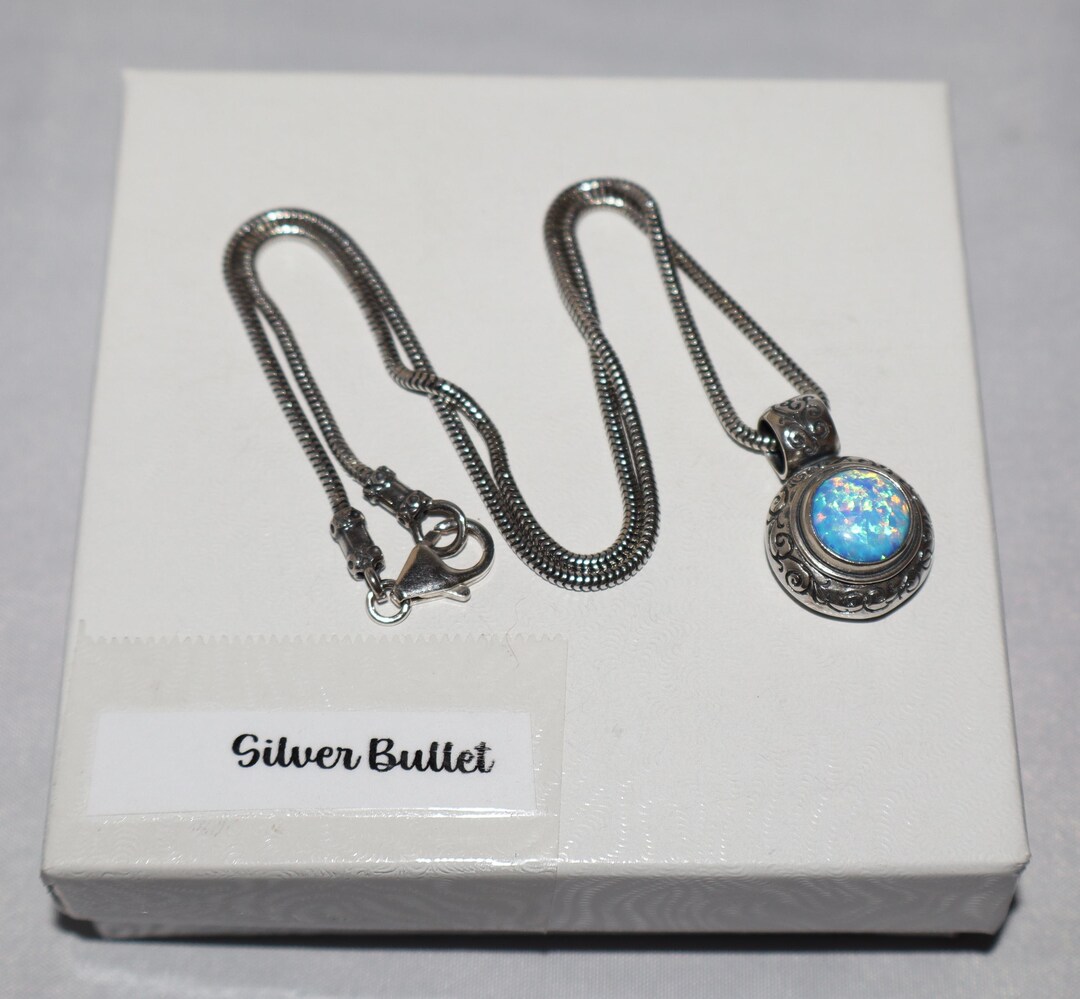 Silpada Sterling Silver HTF Vintage Faux Blue Opal Pendant Necklace on ...
