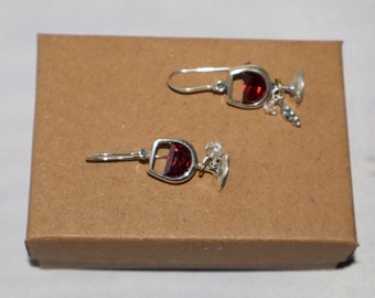 Silpada Sterling Silver Red Wine Glass Earrings with Charms W1932