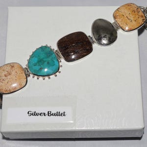 Silpada Turquoise, Pyrite & Bronzite Linked Sterling Silver Toggle Clasp Bracelet