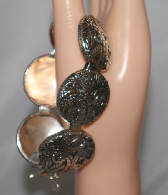 Silpada Ancient Scrolls Oxidized Disk Link Toggle… - image 3