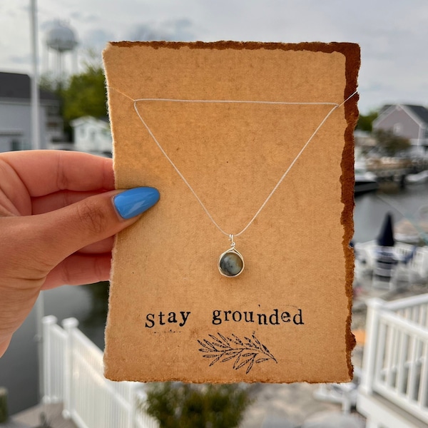 Stay Grounded/Necklace/Earth Toned Necklace/Gift/Mother Gift/Calming Necklace/Neutral Colors/Neutral Color Necklace/Silk/Dainty Necklace