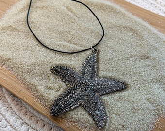 Sea Star Necklace, Starfish Necklace, Summer Necklace, Vacation Jewelry, Pendant Necklace, Leather Cord