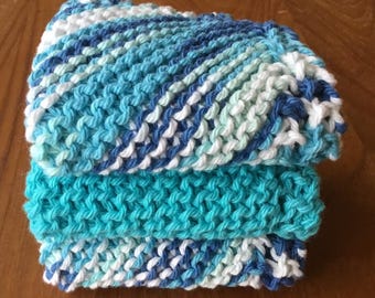 Lavettes en coton tricotées à la main, lot de trois