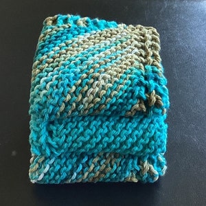 Hand Knit Cotton Dishcloths, Set of Three