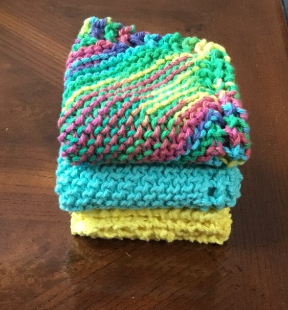 Hand Knit Dishcloths Cotton Dishcloths Spa Cloths Kitchen Etsy Canada