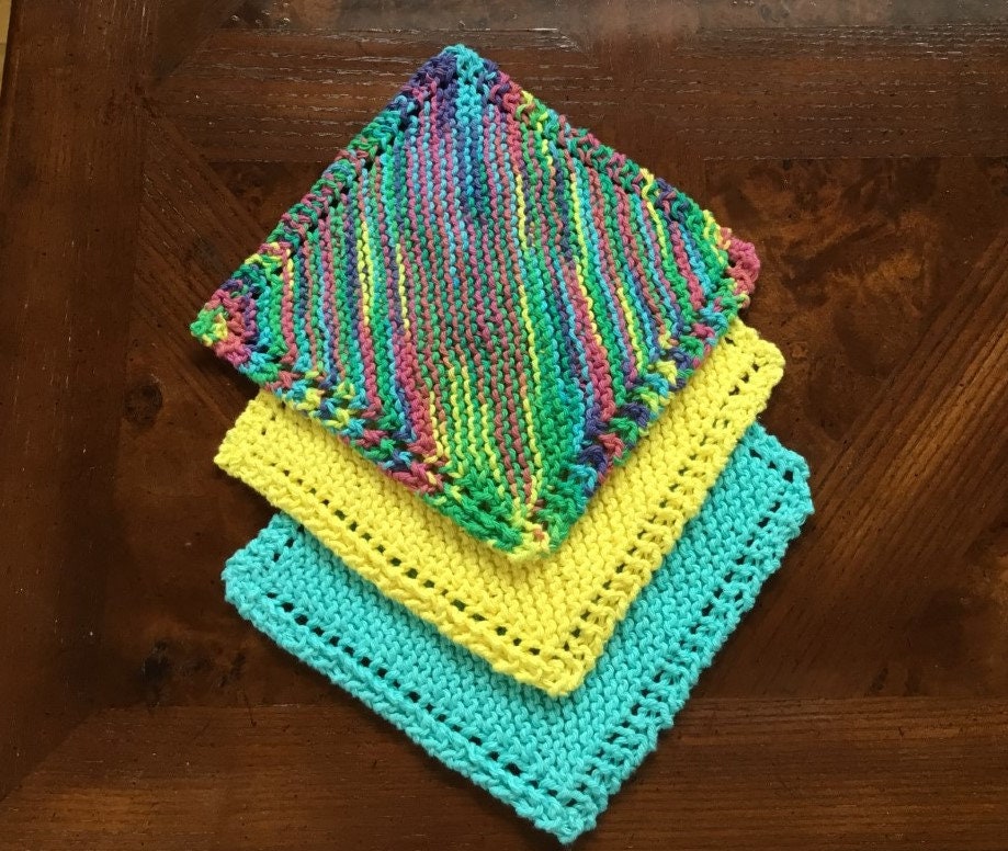 Hand Knit Dishcloths Cotton Dishcloths Spa Cloths Kitchen Etsy Canada