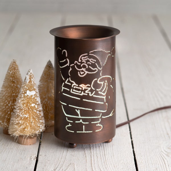 Christmas Punched Tin Santa Tart / Wax Warmer Melter- Farmhouse Country Decor