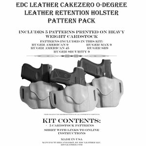 Mönsterpaket med tryckta hölster för Ruger | Innehåller 5 EDC CakeZero-hölstermönster som passar Ruger: American9, American45, Max9, SR9 och Security9