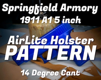 This pattern fits Springfield Armory 1911 A1 | Digital Pattern | Leather Pancake Retention Holster | 14 Degree Cant
