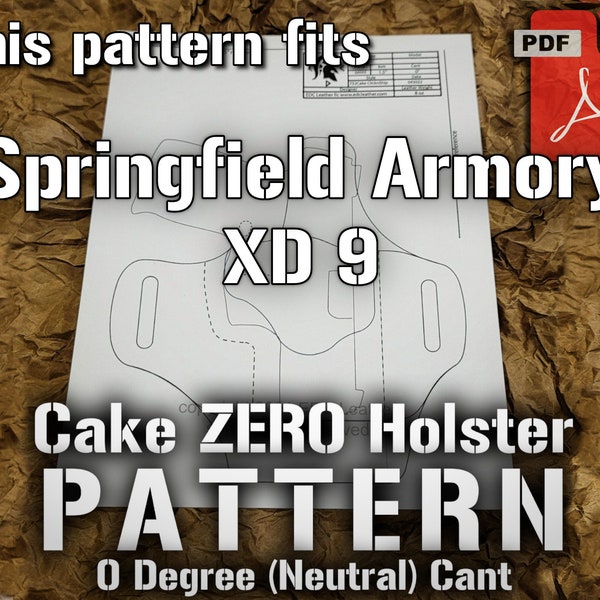 This pattern fits Springfield Armory XD 9 | EDC Cake Zero Pancake Holster Pattern | Digital Pattern