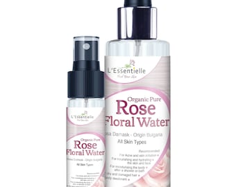 Organic Rose Water: Bulgarian Rosa Damascena Hydrosol Duo (30ml & 150ml)