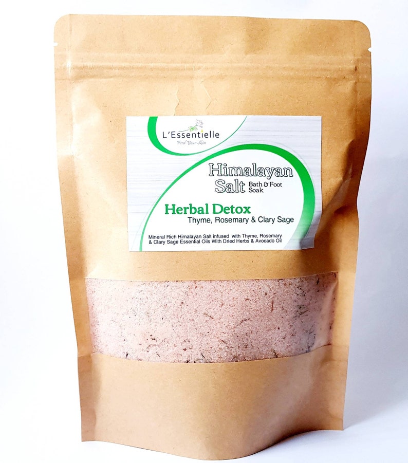 Himalayan Pink Bath Salt Soak 500g Herbal Detox With Thyme Etsy