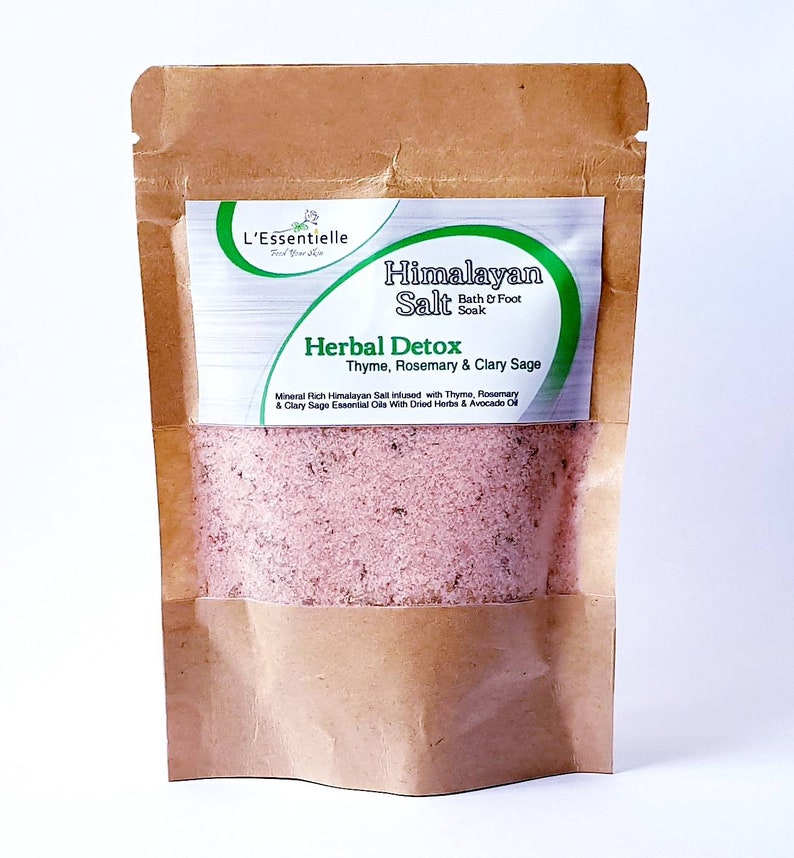Himalayan Pink Bath Salt Soak 500g Herbal Detox With Thyme Etsy
