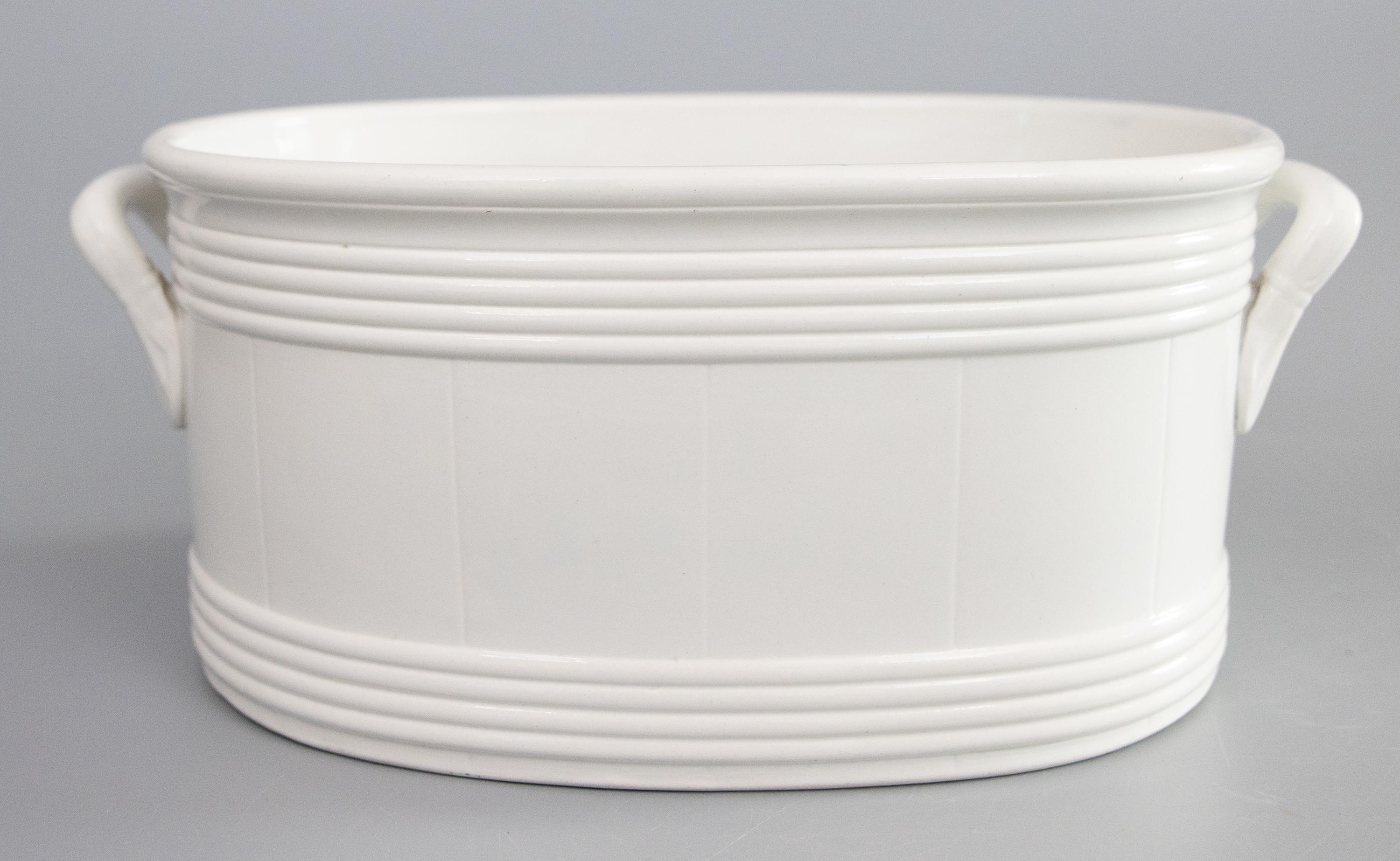 Antique 19th Century Belgian White Ironstone Foot Bath Jardiniere antique-19th-century-belgian-white-ironstone-foot-bath-jardiniere