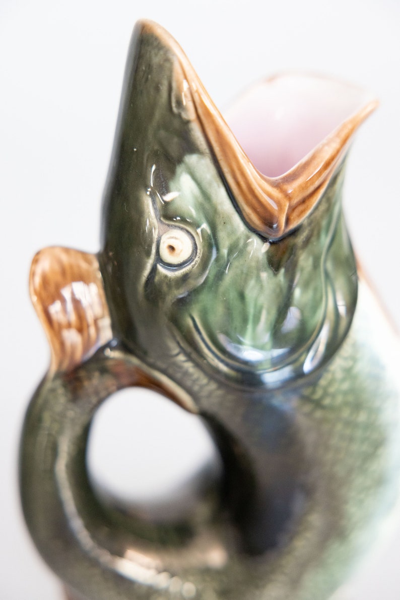 19th Century English Majolica Gurgling Fish Pitcher Jug - Etsy