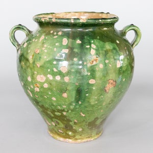 19th Century French Glazed Green Confit Pot