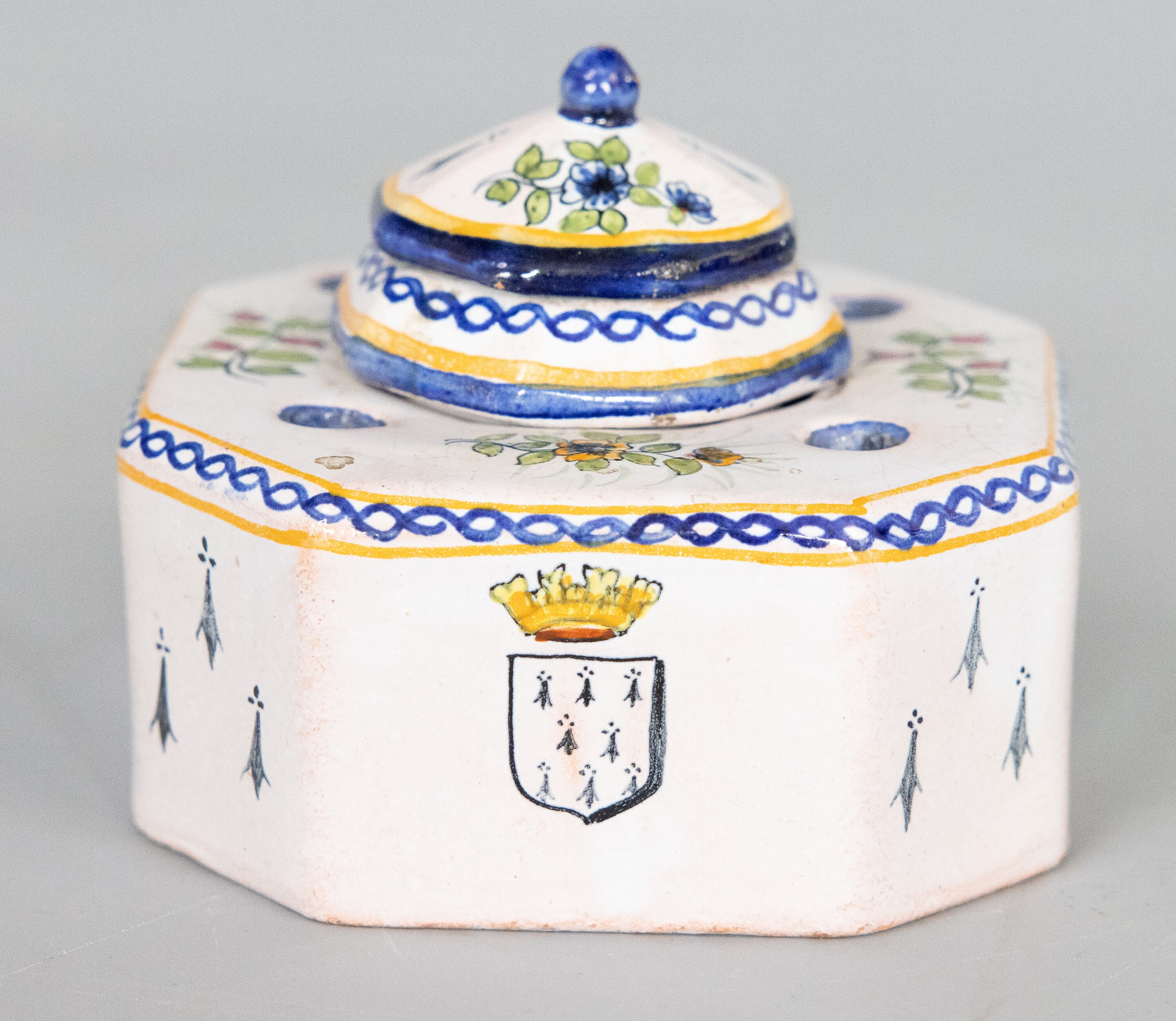 Antique French Faience Quimper Style Inkwell Circa 1900 - Etsy