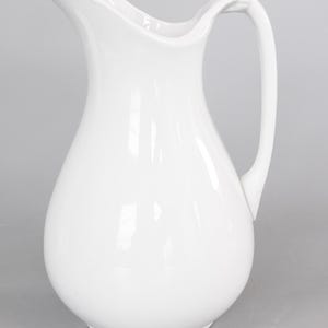 Large Antique 19th Century English Country Farmhouse White Ironstone Pitcher
