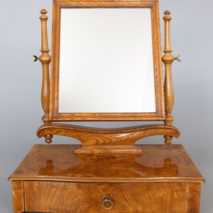 19th Century English Burlwood Dressing Table Mirror With Drawer