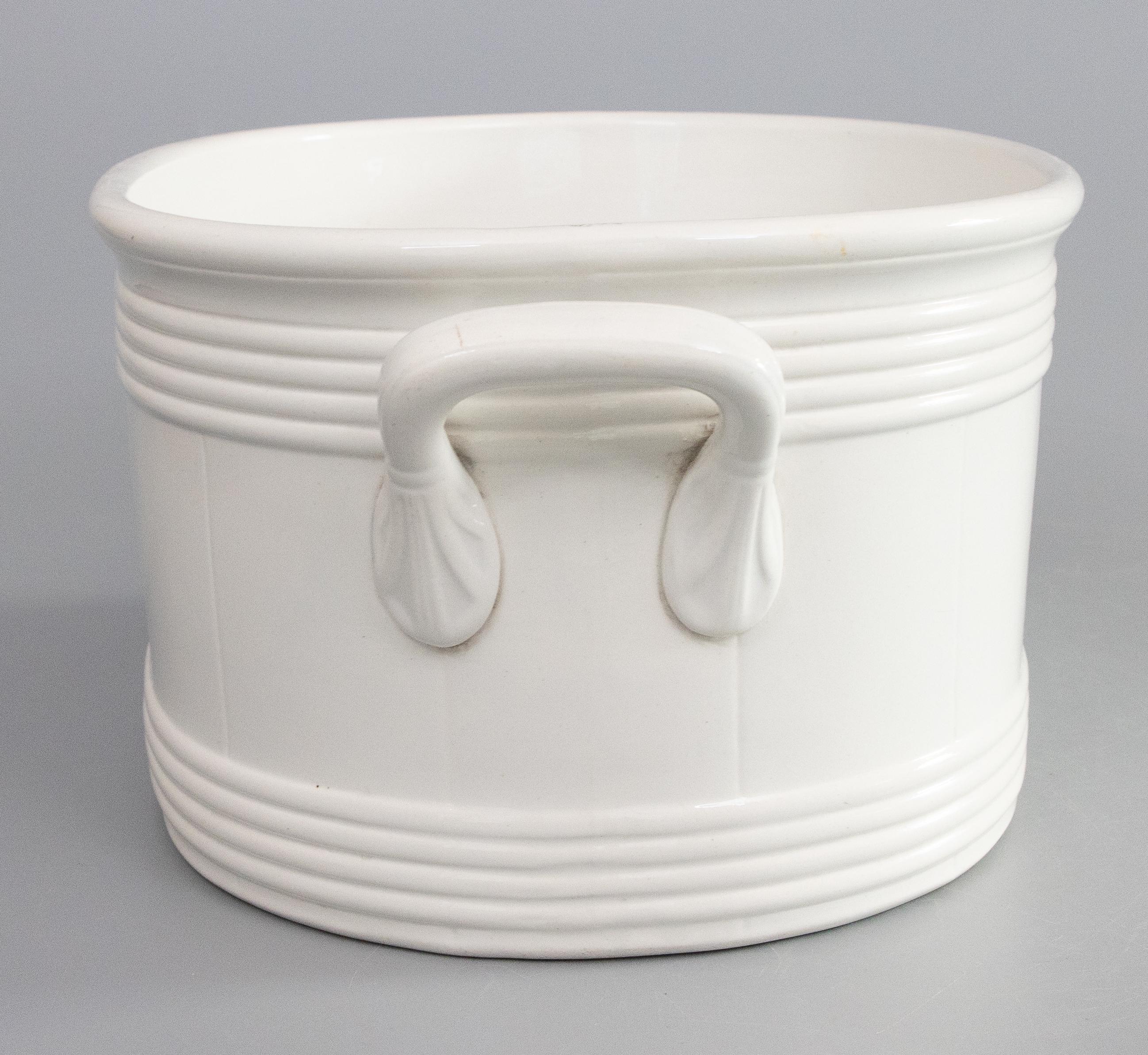 Antique 19th Century Belgian White Ironstone Foot Bath Jardiniere antique-19th-century-belgian-white-ironstone-foot-bath-jardiniere