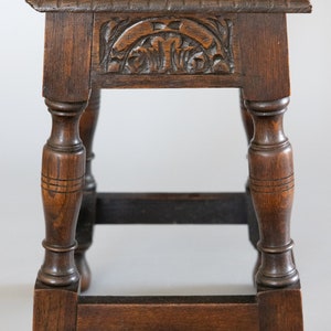 Antique English Carved Tiger Oak Joint Stool Side Table - Etsy