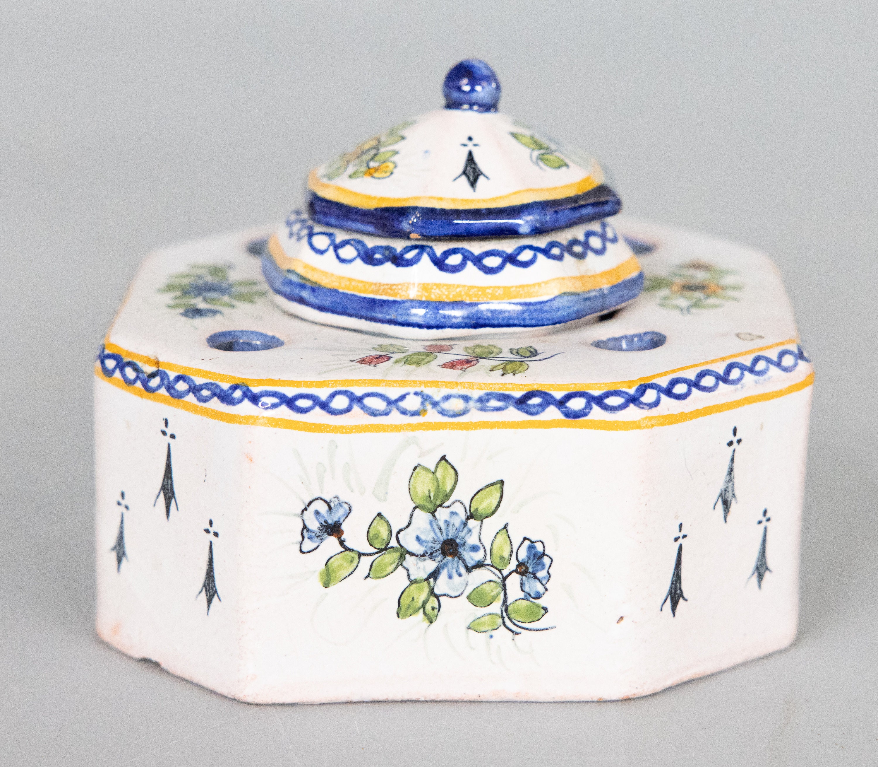 Antique French Faience Quimper Style Inkwell Circa 1900 - Etsy