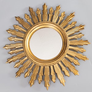 Vintage Mid-Century Italian Gilt Gold Sunburst Mirror