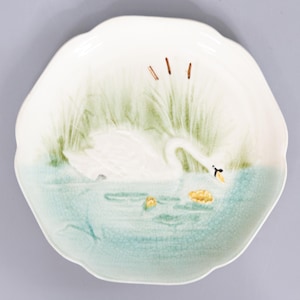 Antique 19th Century French Choisy Le Roi Majolica Swan Plate