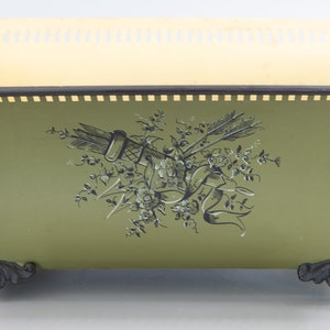 Vintage French Sage Green Tole Cachepot Planter