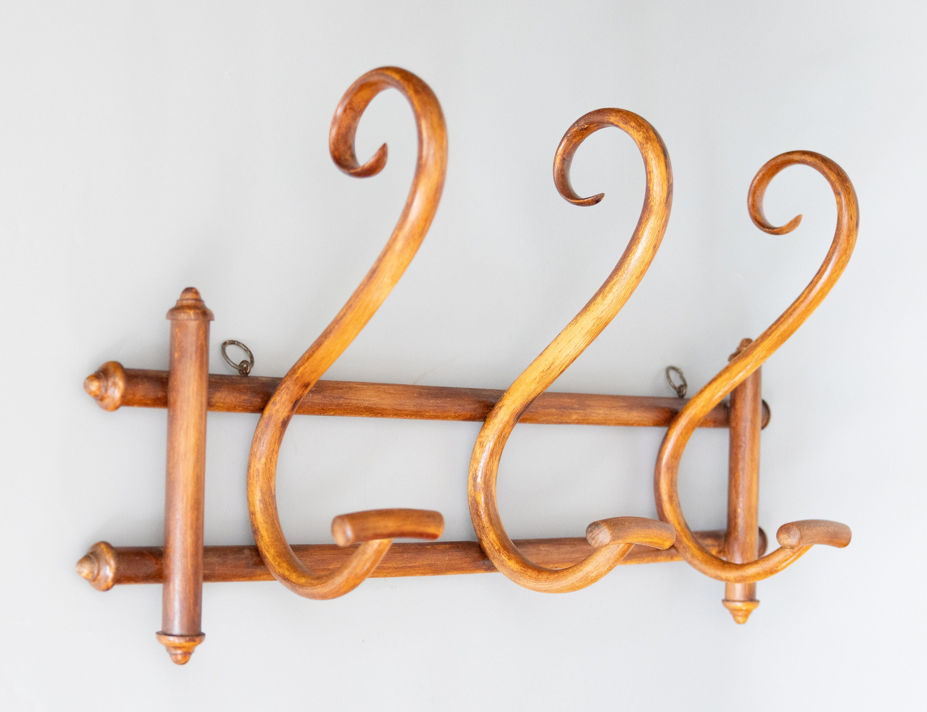 Antique French Thonet Style Elm Bentwood Coat & Hat Rack