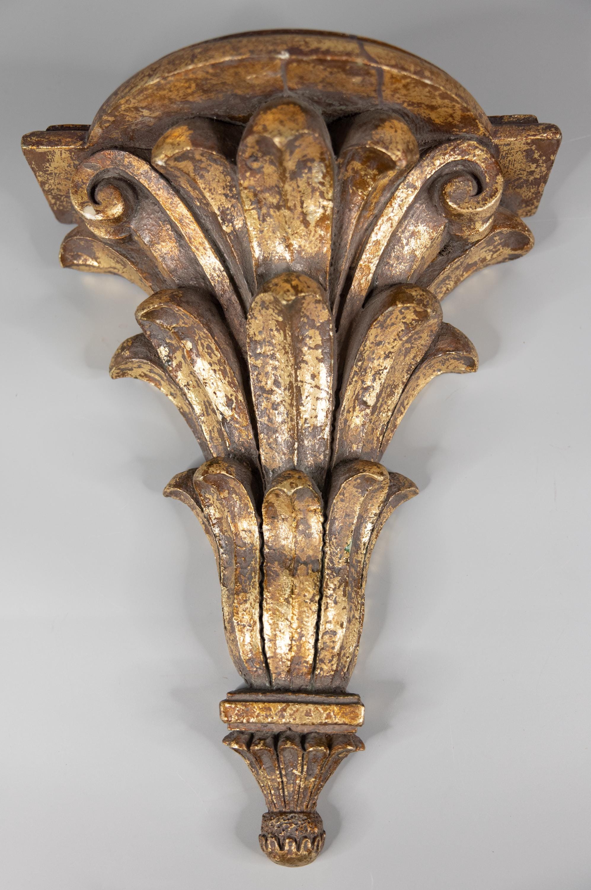 Large Vintage Italian Gilt Wall Bracket Shelf Corbel