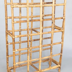Large Mid-20th Century French Bamboo Wine Rack Holder Stand