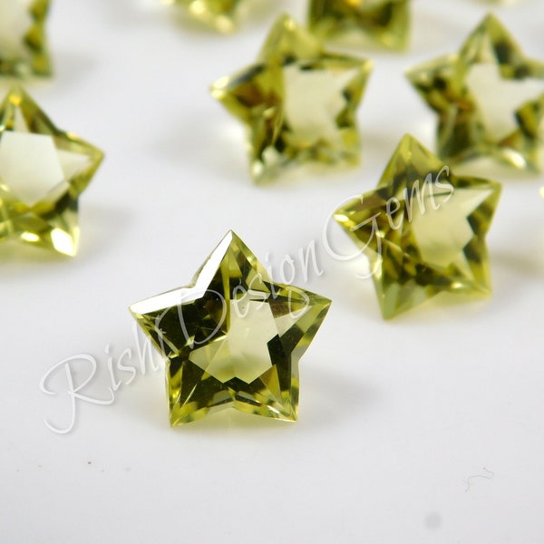 Lemon Quartz Star Shape Loose Gemstones Faceted Calibrated Size 5x5 To 15x15 MM Rare Shapes Fancy For Jewelry Making Carved Briolettes Item