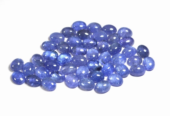 Tanzanite Cabochon Oval Gemstone: Natural 4x6–12x16mm Flat Back for Jewelry Making