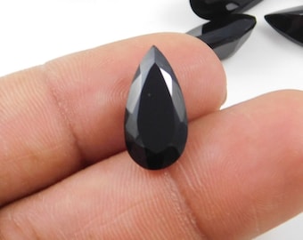 Faceted Black Onyx Pear Gemstone: Teardrop Agate, Jewelry Making (6x12mm to 12x24mm)