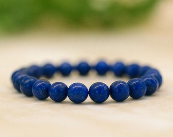Lapis-armband 8 mm edelsteenkralen, lapis lazuli-steengenezende kristallen sieraden