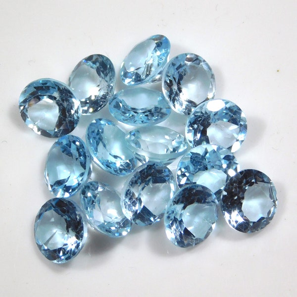 AAA Quality Sky Blue Topaz faceted round shape stone sizes 5x5 to 12x12. Jewelry making stone. blue color faceted stone loose gemstone