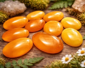 Yellow Chalcedony Cabochon Oval Gemstone for Jewelry Making