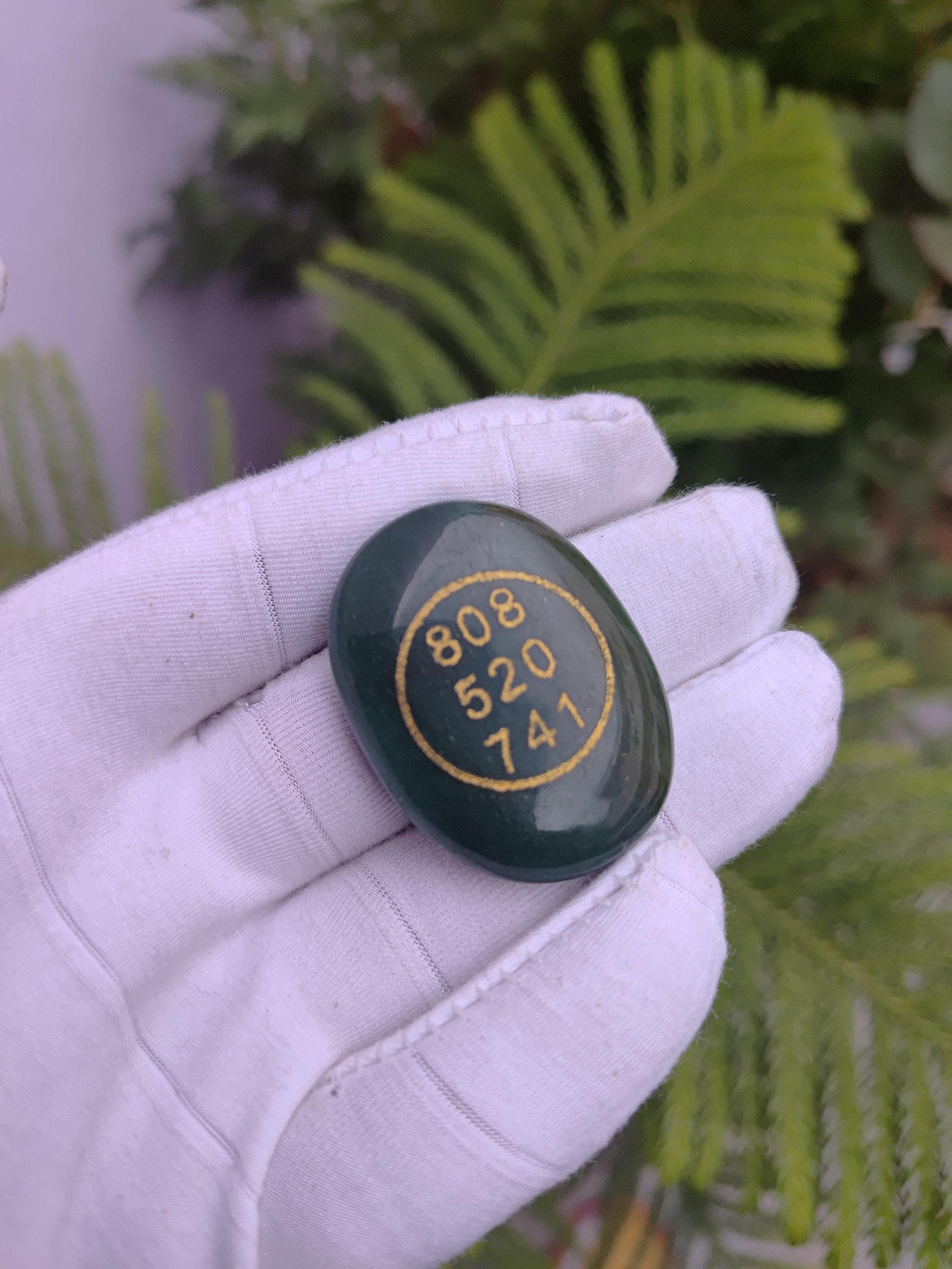 Green Jade Zebu Coin Manifestation Stones Engraved 808 520 741