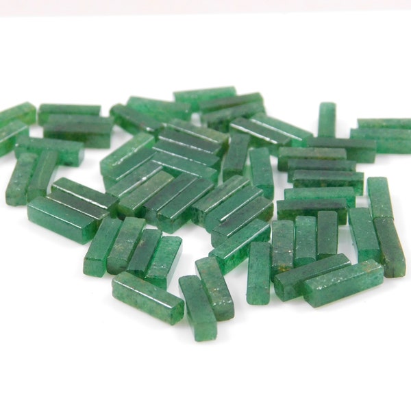 Green Aventurine Faceted Rectangle Stick 3x10, 4x12, 5x15mm. Green Aventurine Bar Shape Gemstone for Necklace, Earring, Drilling available.