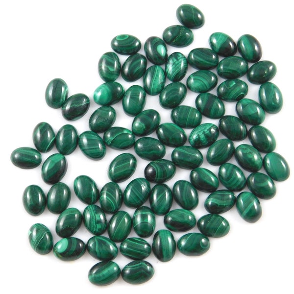 Dark green Malachite cabochon oval 4x6mm to 15x20mm, Malachite smooth cabochon oval for Jewelry Making Stone. Loose gems Malachite gemstones